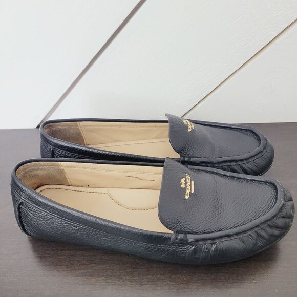 Coach Marley Driver Women's Size 8B Black Leather Loafers Slip on 10CT - Picture 1 of 10